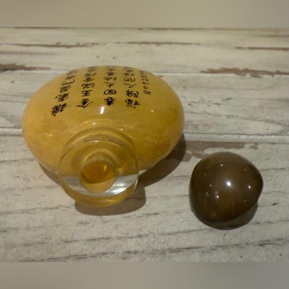 Vintage Chinese Interior Painted Glass Snuff Bottle Asian Art With Asian Writing - Picture 5 of 8